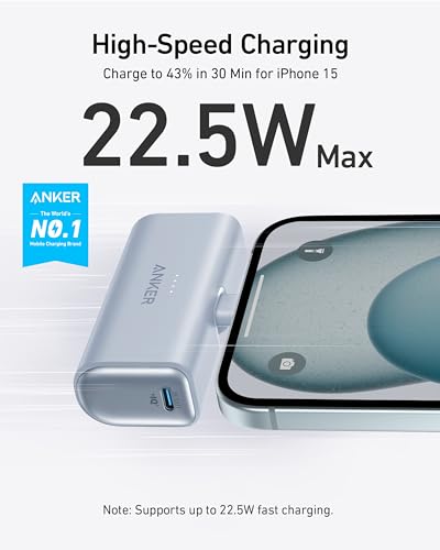 Anker Nano Power Bank with Built-in USB-C Connector, 5,000mAh Portable Charger Nano Power Bank with Built-in USB-C Connector, 5,000mAh Portable Charger