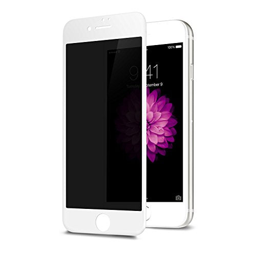 TECHO Privacy Screen Protector for iPhone 8 7 6s 6, Anti Spy 9H Tempered Glass, Edge to Edge Full Cover Screen Protector [Anti-Fingerprint] [Bubble Free] [Full Coverage] (White) - color: White