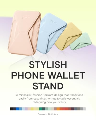 MOFT Magnetic Wallet Stand Compatible with iPhone 17/16/15/14/13/12 Series, Angle Adjustment & Magsafe Compatible MOVAS Phone Stand,Peach Pink - color: Peach Pink, size: Standard