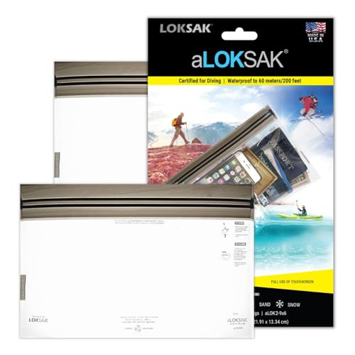 LOKSAK - aLOKSAK Waterproof Cellphone Dry Bags - Airtight Underwater Phone Pouch - Touch Screen Compatible - Diving Certified - size: 9 x 6 inch - 2 Pack
