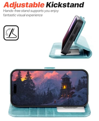 OCASE for iPhone 17 Pro Max Detachable Wallet Case with Card Holder, 2 in 1 PU Leather Flip Folio with RFID Blocking Stand Wrist Strap Shockproof Phone Cover 6.9 Inch 2025, Ice Blue - color: Ice Blue, size: iPhone 17 Pro Max