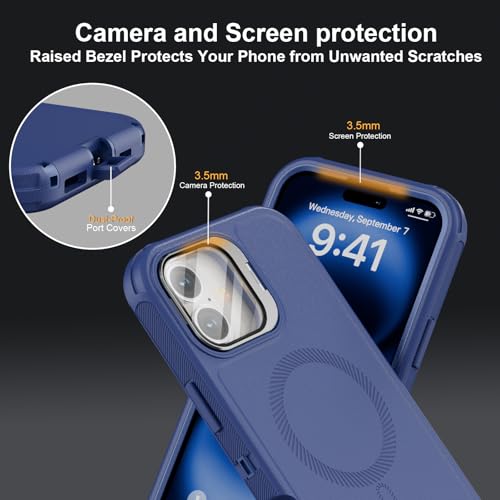 Follaroma for iPhone 16 Case with Magnetic,Heavy Duty Case,6.1'',Navy - color: Navy, size: iPhone 16 6.1''
