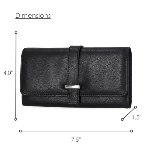 Mundi File Master Womens RFID Blocking Wallet Clutch Organizer With Change Pocket - color: Black (Bar), size: One Size