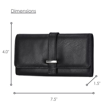 Mundi File Master Womens RFID Blocking Wallet Clutch Organizer With Change Pocket - color: Black (Bar), size: One Size