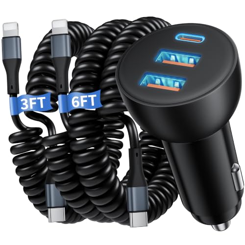 3-Port 70W Fast Car Charger for iPhone 14 13 12 11 Pro Max SE XR XS X 8 7 6 - color: Black