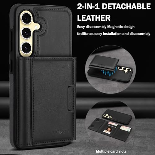 for Samsung Galaxy S24 FE Wallet Case, 2-in-1 Detachable Magnetic Wallet Case, Card Holder RFID Blocking, Fashionable Faux Leather Card Slot & Folding Design (Black) - color: Black, size: Samsung Galaxy S24 FE