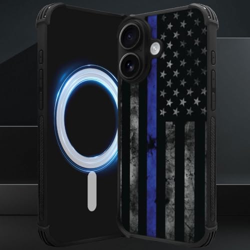 DJSOK Case for iPhone 17,Compatible with MagSafe,Anti-Scratch Shockproof Case,American Police Flag - color: American police flag, size: IPhone 17