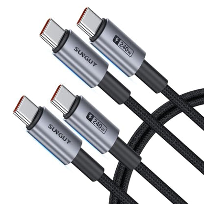 SUNGUY 240W USB C to USB C Cable [3.3FT, 2-Pack] Fast Charging Cord - size: 3.3FT+3.3FT