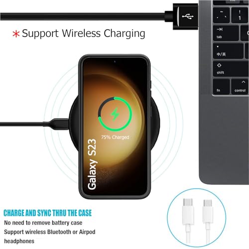 Battery Case for Galaxy S23,[10000mAh] Slim Portable Protective Fast Charging Case Backup Power Bank Battery Case Compatible with Galaxy S23(6.1inch) Wireless Charging Case with Carplay-Black - size: Galaxy S23