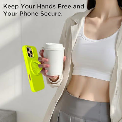Magnetic Phone Grip for MagSafe, Silicone Ring Grip, Neon Yellow - color: Neon Yellow