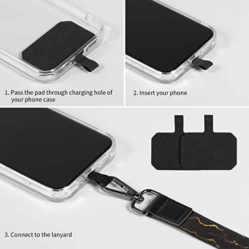 Phone Lanyards, Wrist Lanyards, Adjustable Neck Strap Black Gold - color: Black Gold