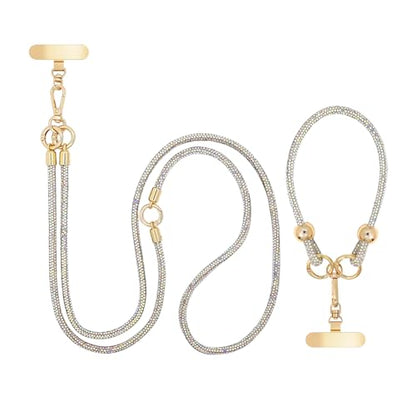 Crystal Phone Lanyard Crossbody and Wrist Strap Lanyard Rhinestone Anti-Theft Phone Strap Phone Neck Strap for Women - color: Ab White