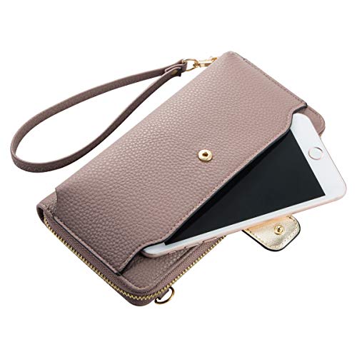 K . A Womens Wristlet Wallet Crossbody Bag Cellphone Purse Handbag RFID Card Slots 2 Strap Wrist - color: Dark Purple