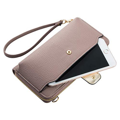 K . A Womens Wristlet Wallet Crossbody Bag Cellphone Purse Handbag RFID Card Slots 2 Strap Wrist - color: Dark Purple