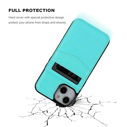 KIHUWEY for iPhone 14 Wallet Case Card Holder Kickstand, Light Blue - color: Light Blue