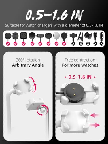 Universal Smart Watch Dock, Adjustable Telescopic Charging Stand - color: White Universal Watch Bracket