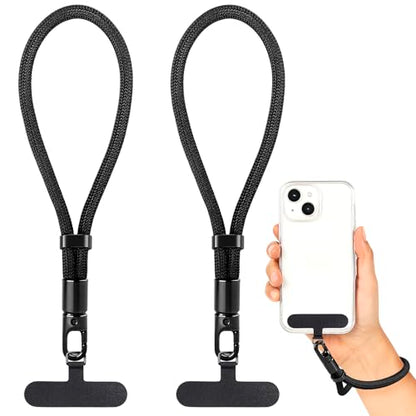 Phone Wrist Strap Hand Lanyard with LifetimeWarranty, Universal Adjustable Nylon Cell Phone String Holder Compatible with apple iPhone & Samsung,Anti-Drop Safety for Key Wallet Camera - color: 2pack (Short-black)