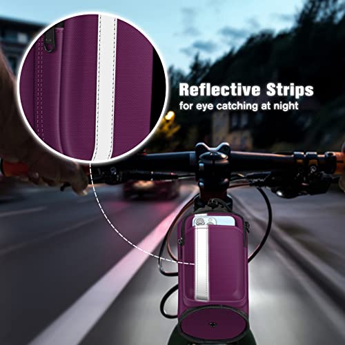 FINPAC Cup Holder for Bike, Universal Water Bottle Holder w/Phone Pockets - color: Purple