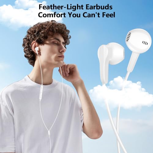 90° Angled USB C Headphones for iPhone Duo 18 17 16 15 Pro Max Wired Earbud - color: White
