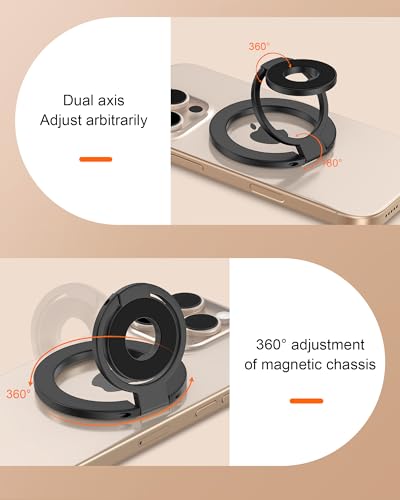 Phone Ring Holder Grip with Dual-Side Magnets, Universal Magnetic Kickstand