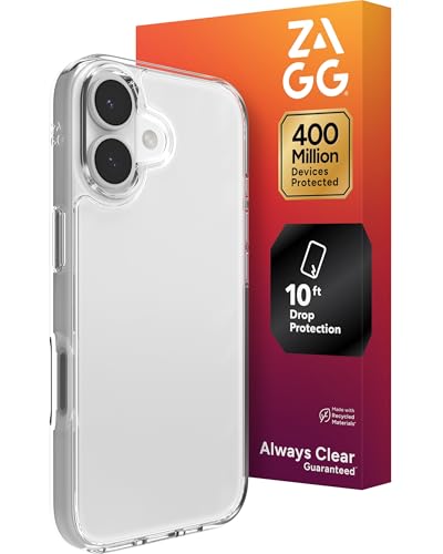 ZAGG Crystal Palace Lite Case for iPhone 17 - Clear, Drop Protection (10ft/3m), Ultra-Slim & Lightweight, Sleek & Minimalistic Phone Case with Transparent Design, Anti-Yellowing Technology - size: iPhone 17, style: Without Magsafe