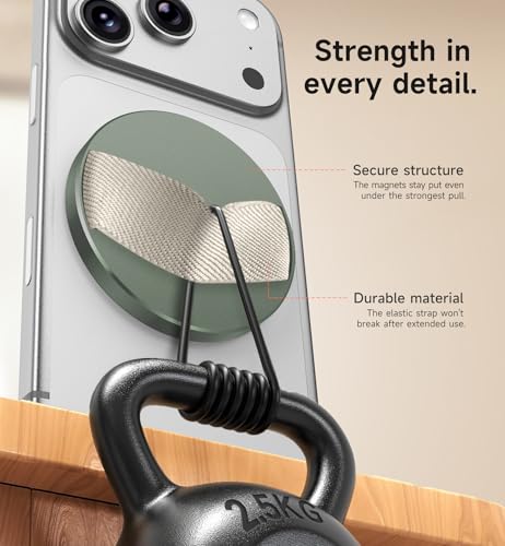 SURITCH for MagSafe Phone Grip, Magnetic Phone Loop, Detachable Magnet Cell Phone Finger Strap for iPhone 17 16 15 14 13 12 Series & MagSafe Cases, Green
