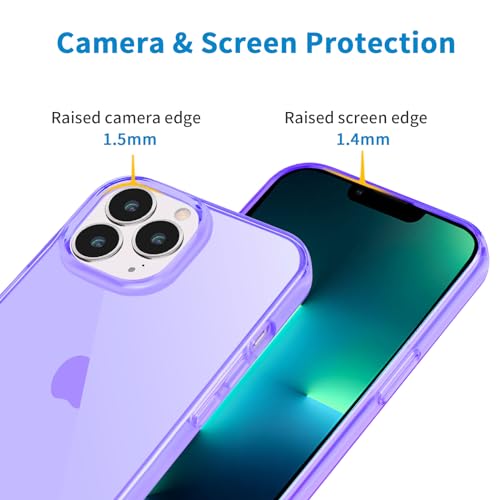 JJGoo Compatible with iPhone 13 Pro Max Case Clear, Transparent Soft Shockproof Protective Slim Thin Bumper Cover Phone Case, Purple - color: Clear Purple