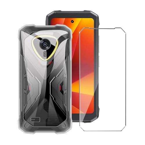 Case for CUBOT Kingkong Mini 4 Phone Case with Tempered Glass Screen Protector,Silicone Soft Flexible Bumper Shockproof TPU Protective Cover-Clear - color: Clear, size: CUBOT Kingkong Mini 4