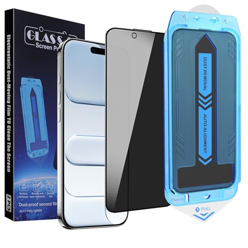 2-Pack Privacy Screen Protector for iPhone Air 6.5-inch, 9H Tempered Glass, Full Coverage, Anti-Fingerprint, Auto Dust-Elimination, No Bubble, Easy Installation - size: for iphone Air