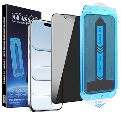 2-Pack Privacy Screen Protector for iPhone Air 6.5-inch, 9H Tempered Glass, Full Coverage, Anti-Fingerprint, Auto Dust-Elimination, No Bubble, Easy Installation - size: for iphone Air