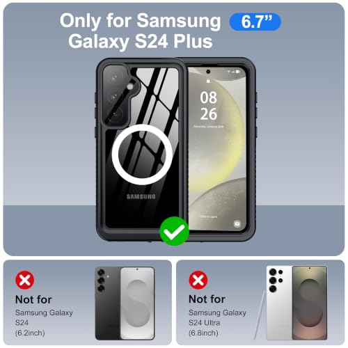 ANTSHARE IP68 Waterproof Case for Samsung Galaxy S24 Plus, Black/Clear - color: Black/Clear, size: S24 Plus