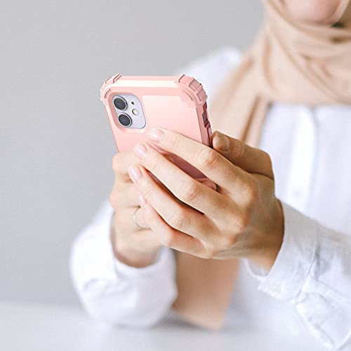 IDweel for iPhone 11 Case with Screen Protector(Tempered Glass), Hybrid 3 in 1 Shockproof Slim Fit Heavy Duty Protection Hard PC Cover Soft Silicone Bumper Full Body Case,Rose Gold - color: Rose Gold