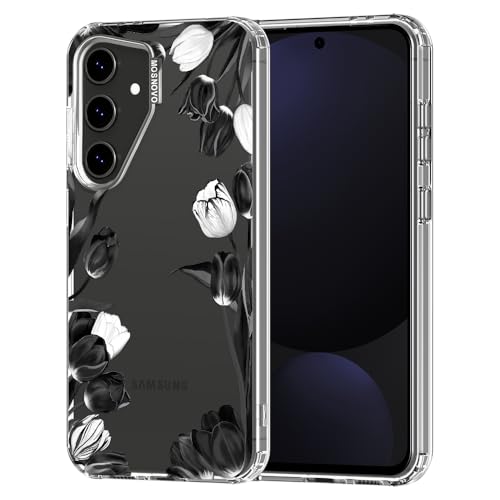 MOSNOVO Case for Samsung Galaxy S24 FE, [Buffertech 6.6ft Military-Grade Drop Protection] [Anti Peel Off Tech] Clear TPU Bumper Phone Case Cover Design - Black White Tulips - color: Clear - Black White Tulips, size: Samsung Galaxy S24 FE