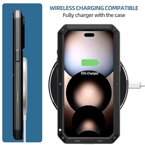 Compatiable with iPhone 17 Pro Case,360 Full Body Protective Cover Heavy Duty Shockproof [Tough Armour] Aluminum Alloy Metal Case with Silicone Built-in Screen Protector - Black - color: Black