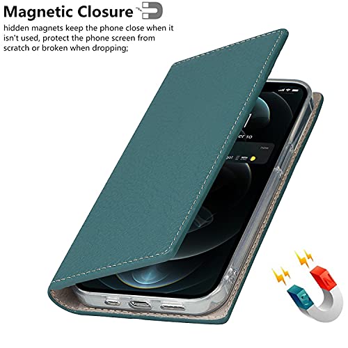 iCoverCase Compatible with iPhone 13 Pro Wallet Case, RFID Blocking Genuine Leather Magnetic Case with Wrist Strap and Card Slots Kickstand Feature Flip Cover 6.1 Inch (Light Blue) - color: Light Blue, size: iPhone 13 Pro
