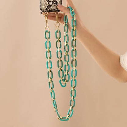 Phone Crossbody Chain Cell Phone Lanyard,Acrylic Shouder Strap Universal Cellphone Chain Strap with Tether Patches Compatible with Most Phones Bag Purse (S) - color: H