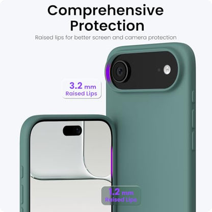 ORNARTO for iPhone Air Case 6.5", Slim Liquid Silicone 3 Layers Soft Gel Rubber Shockproof Protective Cover with Anti-Scratch Microfiber Lining-Pine Green - color: Scratch Mic