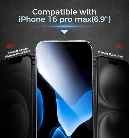 MAGIC JOHN 3rd Gen Upgraded for iPhone 16ProMax Privacy Screen Protector - size: iPhone 16 Pro Max-6.9''