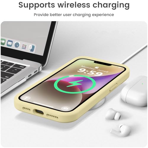 Vooii Compatible with iPhone 13 Pro Max Case, Liquid Silicone Upgrade [Camera Protection] [Soft Anti-Scratch Microfiber Lining] Shockproof Phone Case for iPhone 13 Pro Max 6.7 inch - Creamy Yellow - color: Creamy Yellow, size: iPhone 13 Pro Max