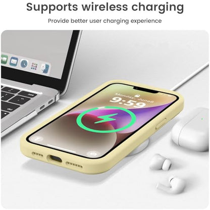 Vooii Compatible with iPhone 13 Pro Max Case, Liquid Silicone Upgrade [Camera Protection] [Soft Anti-Scratch Microfiber Lining] Shockproof Phone Case for iPhone 13 Pro Max 6.7 inch - Creamy Yellow - color: Creamy Yellow, size: iPhone 13 Pro Max