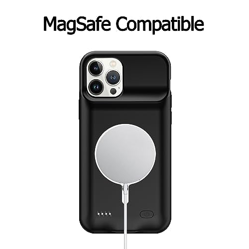 Battery Charging Case for iPhone 12/12 Pro, 10000mAh High Capacity Portable Protective Battery Case Wireless Charging Compatible with iPhone 12/12 Pro (6.1 inch) Extended Battery Charger Cover(Black) - size: iPhone 12/12 Pro