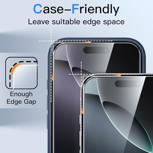 JETech 360° Privacy Screen Protector for iPhone 16 Pro, 2-Pack - size: iPhone 16 Pro