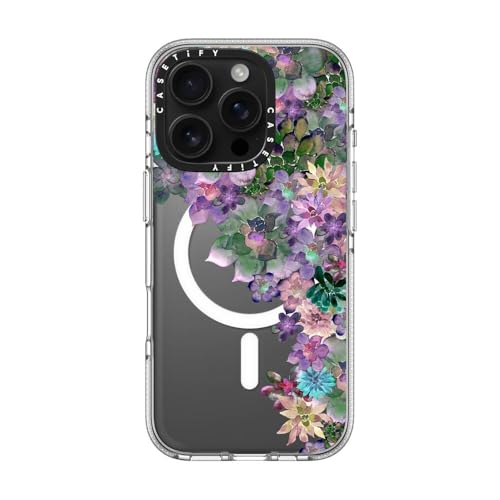 CASETiFY for iPhone 16 Pro Case - Impact Clear Compatible with MagSafe | Not Yellowing | 6.6 ft. 3x Military Grade Drop Protection | MY SUCCULENT GARDEN | Clear - color: MY SUCCULENT GARDEN, size: Iphone 16 Pro (6.3")