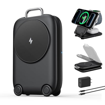 Mukiya PaktVault Traveling Fast Wireless Charging Station for iPhone Duo - color: Black