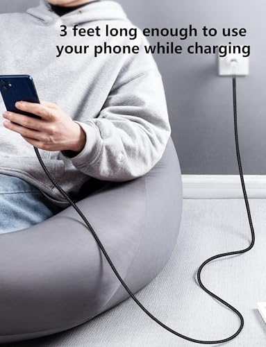 USB C Lightning Cable [Apple MFi Certified] iPhone Fast Charger 3FT, 2Pack - color: Black, size: 3FT