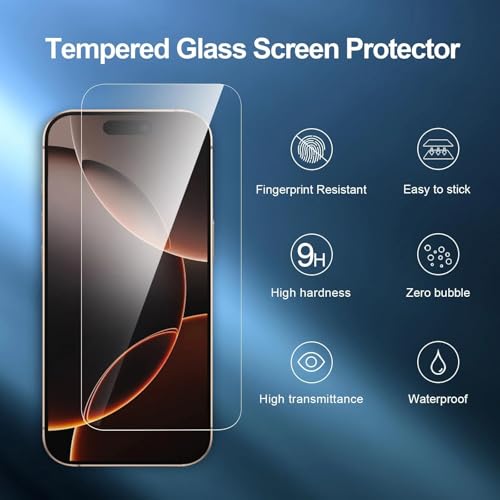 Screen Protector for iPhone 15, Tempered Glass, Case-Friendly, Bubble-free, 3 Pack, Anti-Scratch HD Display Protection