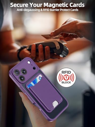 TopMade for iPhone 17 Pro Case with Mag-Safe Wallet, 4 Cards Holder Purple - color: Purple, size: iPhone 17 Pro
