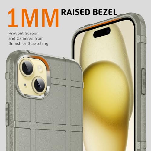 Rugged Shield 8ft Drop Proof TPU Thick Armor Tactical Protective Case Compatible with iPhone 15 Plus (6.7 inches) - Light Clay - color: Light Clay, size: iPhone 15 Plus