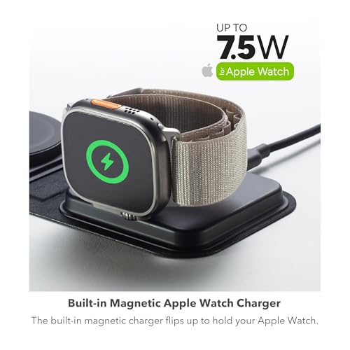 mophie 3-in-1 Travel Charger v2 with MagSafe - Portable Wireless Charging Hub, Compatible with Apple Devices, iPhone 16/15/14/13/12, Apple Watch Series 10 to 1 & Ultra, AirPods Pro/3rd Gen, Black - color: Black, style: Gen 2