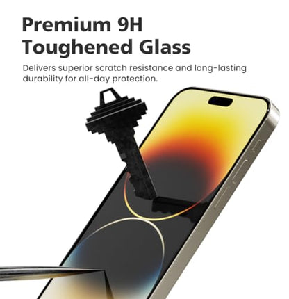 2 PACK Premium Tempered Glass Screen Protector for iPhone 16 Pro [Easy Auto Dust Removal Installation Kit & Bubble Free] 9H Hardness, Highly Responsive Touch, Scratch Resistant, Fingerprint Resistant, Ultra HD Clear - size: iPhone 16 Pro